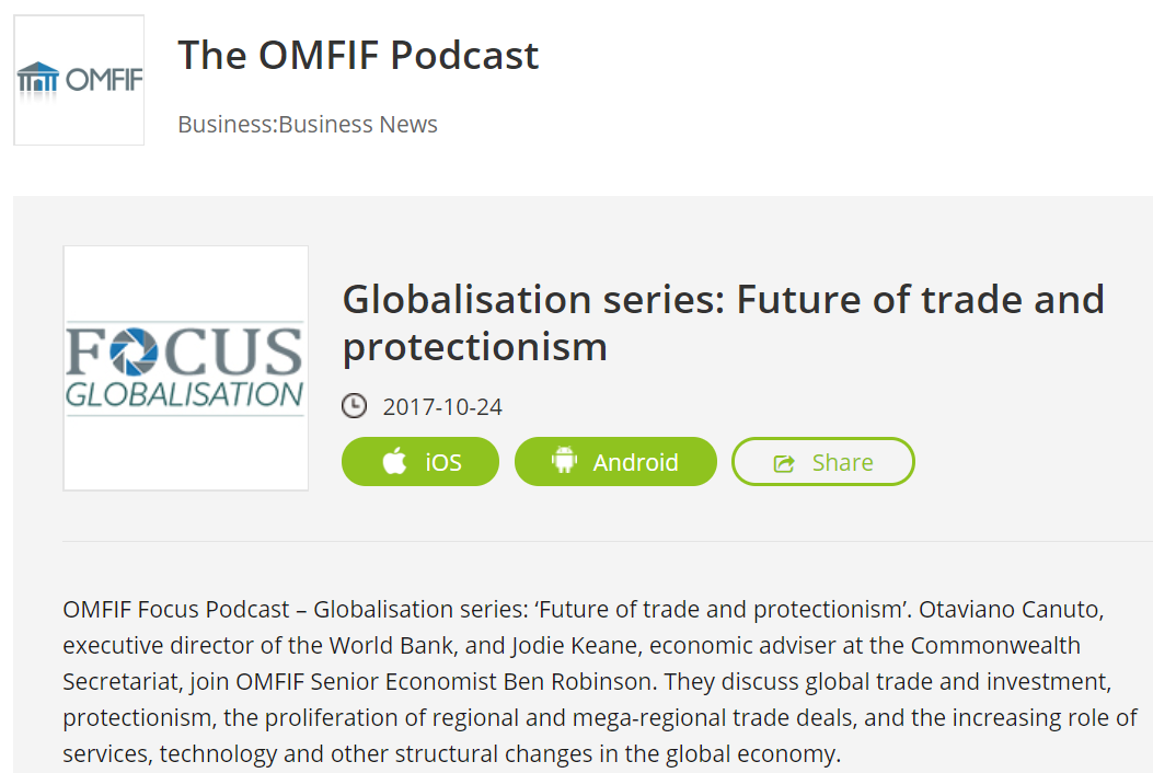 Read more about the article OMFIF – Future of Trade and Protectionism